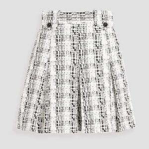 NWT Anna Sui Monochrome Pleated Tweed Mini Skirt Black White 8